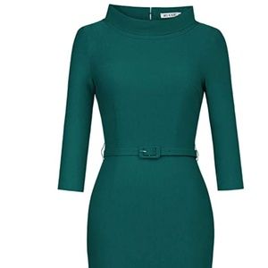 Women's 1950s Vintage 3/4 Sleeve Elegant Collar Cocktail Evening Dress